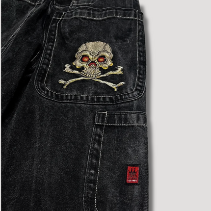 High Waist Retro Style Black Baggy Jeans | Loose Fit | Durable Denim | Versatile Everyday Wear