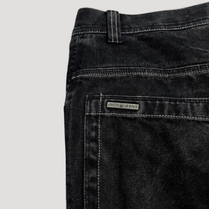 High Waist Retro Style Black Baggy Jeans | Loose Fit | Durable Denim | Versatile Everyday Wear