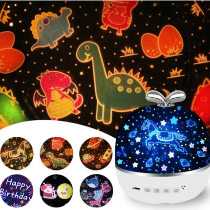 SkyProjector™ Nightlight | Adjustable Lighting | Star, Moon & Animal Projections | Remote Control | Ideal for Nursery & Kids' Rooms | Quiet 360° Rotation | Enhances Creativity & Sleep | USB Charging Cable Included