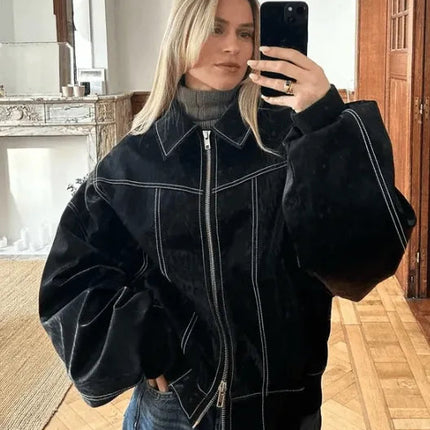 Liz - Oversized leren jas - Visconte