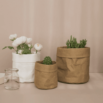 Boho-Inspired Cloth Planter Basket | Rustic Waterproof Muslin | Adjustable Rim Height | Protective PE Lining | Easy to Clean | Versatile for Plants or Storage | Small, Medium, Large Options