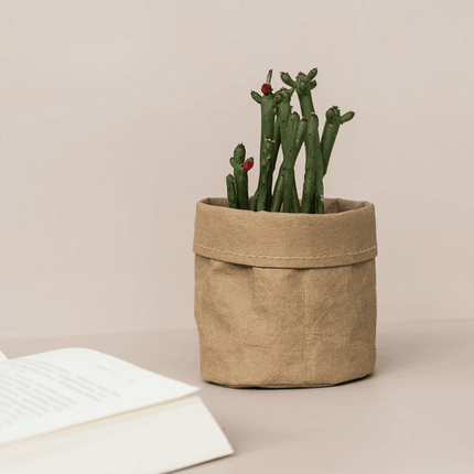 Boho-Inspired Cloth Planter Basket | Rustic Waterproof Muslin | Adjustable Rim Height | Protective PE Lining | Easy to Clean | Versatile for Plants or Storage | Small, Medium, Large Options
