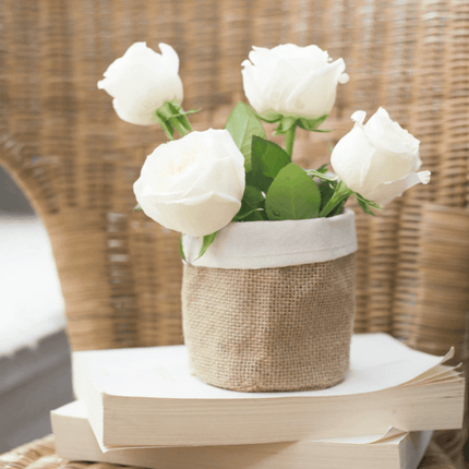 Boho-Inspired Cloth Planter Basket | Rustic Waterproof Muslin | Adjustable Rim Height | Protective PE Lining | Easy to Clean | Versatile for Plants or Storage | Small, Medium, Large Options