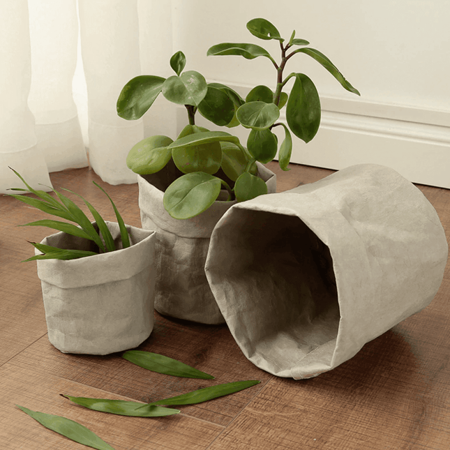 Boho-Inspired Cloth Planter Basket | Rustic Waterproof Muslin | Adjustable Rim Height | Protective PE Lining | Easy to Clean | Versatile for Plants or Storage | Small, Medium, Large Options