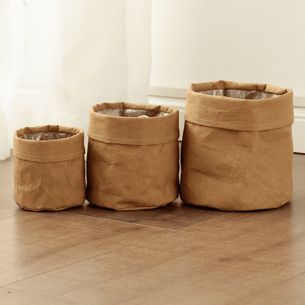 Boho-Inspired Cloth Planter Basket | Rustic Waterproof Muslin | Adjustable Rim Height | Protective PE Lining | Easy to Clean | Versatile for Plants or Storage | Small, Medium, Large Options