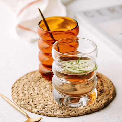 Hand-Blown Borosilicate Glass Cups | Colorful Bubble Design | 4 Colors Available | Dishwasher Safe | Heat Resistant | Sold Individually | 10.1 fl oz Capacity | 2.95" Wide x 3.7" High | Versatile Drinkware