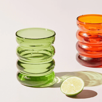 Hand-Blown Borosilicate Glass Cups | Colorful Bubble Design | 4 Colors Available | Dishwasher Safe | Heat Resistant | Sold Individually | 10.1 fl oz Capacity | 2.95" Wide x 3.7" High | Versatile Drinkware