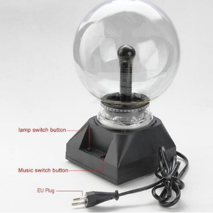Interactive Plasma Ball | Electric Lightning Sphere | Science Toy for Kids & Adults | Finger Reactive Light Show | Unique Desktop Decoration | 4.3 x 3 x 5.3 Inch | Battery Operated (4 AAA, Not Included)