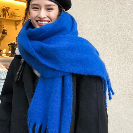 ChicWool | Luxurious Pashmina Winter Scarf | Soft Warm Wrap with Fringe | Stylish Solid Color | Trendy Accessory | 230x40cm