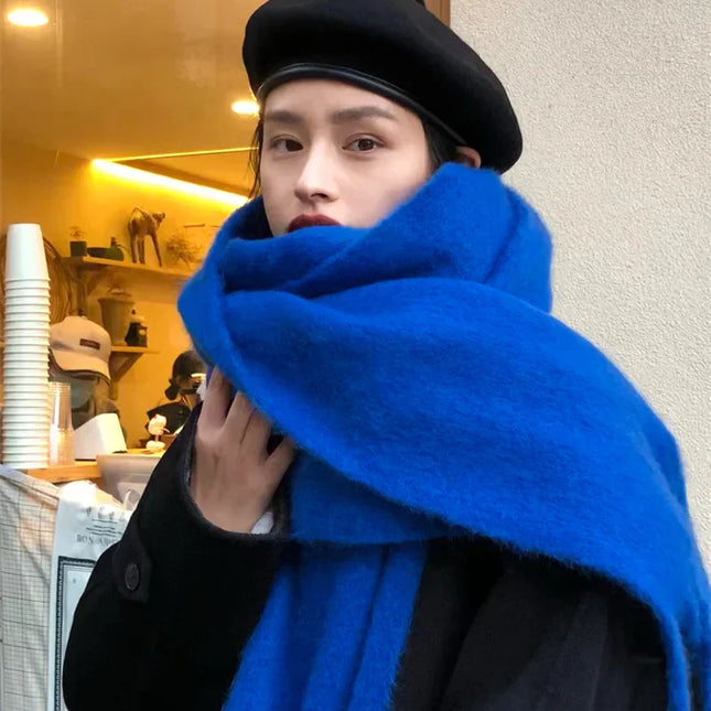 ChicWool | Luxurious Pashmina Winter Scarf | Soft Warm Wrap with Fringe | Stylish Solid Color | Trendy Accessory | 230x40cm