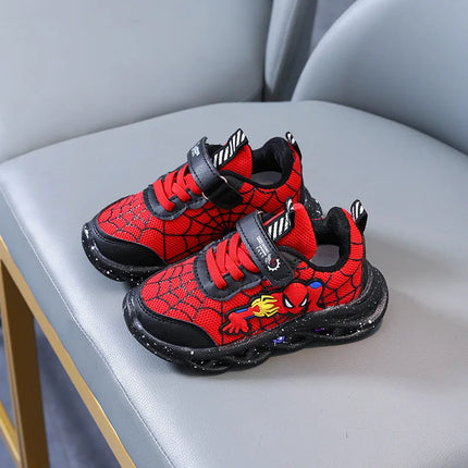Spider-Man Boys' LED Athletic Sneakers | Light-Up Non-Slip Comfortable Breathable Shoes | Fun & Durable Design for Active Kids