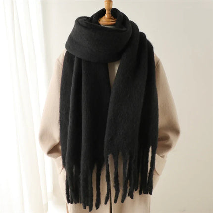 Velucci | Luxurious Cashmere-Feel Winter Scarf | Large Tassels | 240x38 cm | Warm & Stylish | Perfect Gift for Holidays