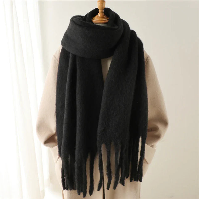 Velucci | Luxurious Cashmere-Feel Winter Scarf | Large Tassels | 240x38 cm | Warm & Stylish | Perfect Gift for Holidays