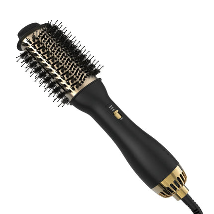 WaveGlow 2.0 | Multi-Functional Hot Air Brush | Hair Volumizer | Black & Gold Finish | Dry & Curl in One Step | Ideal for All Hair Types | Salon-Quality Soft Curls & Waves | Adjustable Heat Settings | Elegant Styling Tool