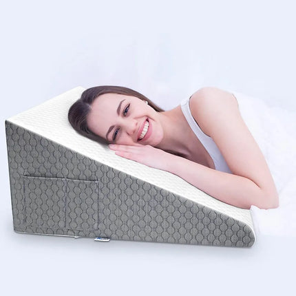 Ergonomic Foam Wedge Pillow | Relief for Acid Reflux | Post-Op Recovery | Plaid & Striped Cover | Portable with Pockets | Memory Support