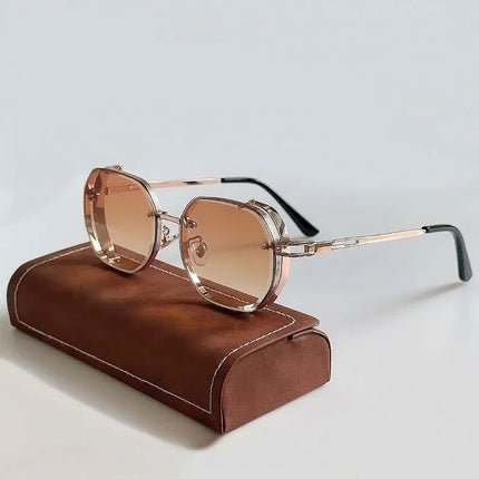 Basil Sunglasses | Vintage Style | Aluminum Frame | Polarized UV Protection | Comfortable Nose Piece | Perfect for Beach, Festival, Casual Outings | Black, Blue, Purple, Bronze