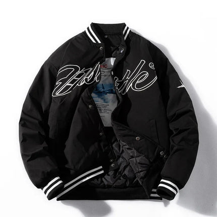Retro Unisex Hooded Baseball Jacket | Hip-Hop Streetwear | Durable, Warm & Stylish Jacket for Men & Women | Autumn & Winter Outerwear | Vintage Design & Comfortable Fit