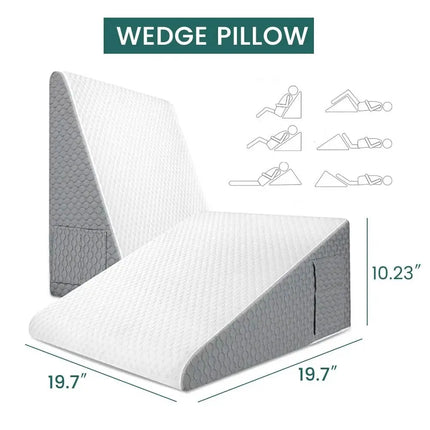 Ergonomic Foam Wedge Pillow | Relief for Acid Reflux | Post-Op Recovery | Plaid & Striped Cover | Portable with Pockets | Memory Support