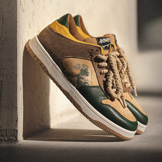 Sneakers X V. Gogh Collaboration | The Great Wave Design | Mixed Material Upper | Fabric Insole Comfort | Uniquely Designed Platform | Innovative Lacing | Thick Sole Heel | Art-Inspired Footwear