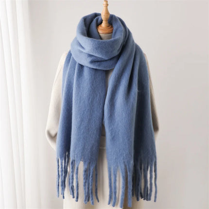 Velucci | Luxurious Cashmere-Feel Winter Scarf | Large Tassels | 240x38 cm | Warm & Stylish | Perfect Gift for Holidays