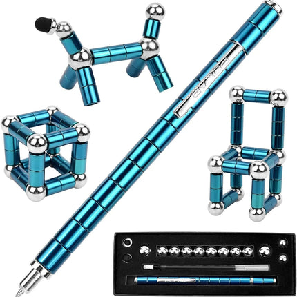 Magnetic Multifunctional Deformation Pen | Includes 13 Magnetic Rings & 12 Steel Balls | Fidget Reliever for Stress | Transform into Shapes | With Refills & Touch Screen Tips | Gift Box Included