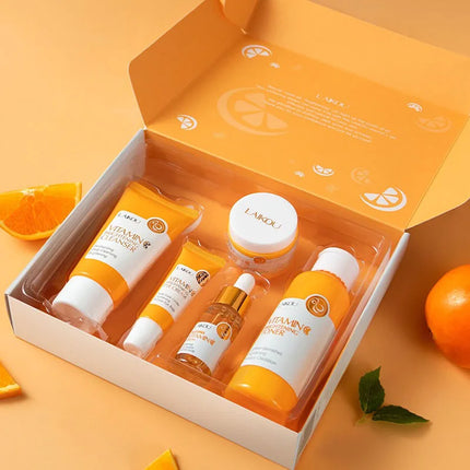 LAIKOU® | 5pc Vitamin C Skincare Set for Deep Cleanse & Hydration | Radiance Boost for All Skin Types
