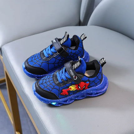 Spider-Man Boys' LED Athletic Sneakers | Light-Up Non-Slip Comfortable Breathable Shoes | Fun & Durable Design for Active Kids
