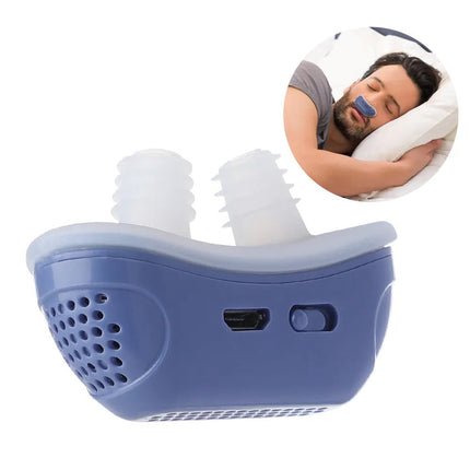 Electric Anti-Snoring Nasal Dilator | Silicone Advanced Comfort | USB Rechargeable | Snore-Reducing | Lightweight Portable Design | Food Grade Material | Improved Sleep Quality | Easy-to-Use | Blue