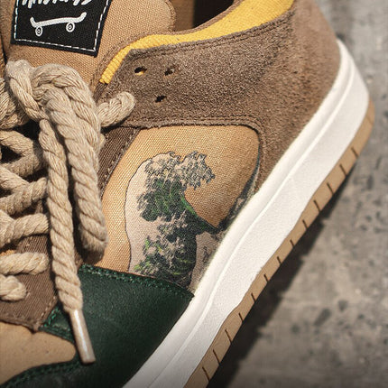 Sneakers X V. Gogh Collaboration | The Great Wave Design | Mixed Material Upper | Fabric Insole Comfort | Uniquely Designed Platform | Innovative Lacing | Thick Sole Heel | Art-Inspired Footwear