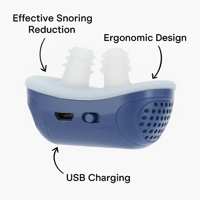 Electric Anti-Snoring Nasal Dilator | Silicone Advanced Comfort | USB Rechargeable | Snore-Reducing | Lightweight Portable Design | Food Grade Material | Improved Sleep Quality | Easy-to-Use | Blue