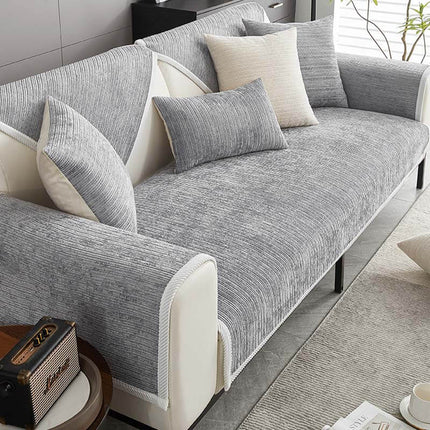 SofaSkins™ | Ultra-Soft Chenille Scratch-Resistant Couch Cover | Universal Fit Protective Shield | Stylish Striped Design for Pet Owners | Comfort & Durability
