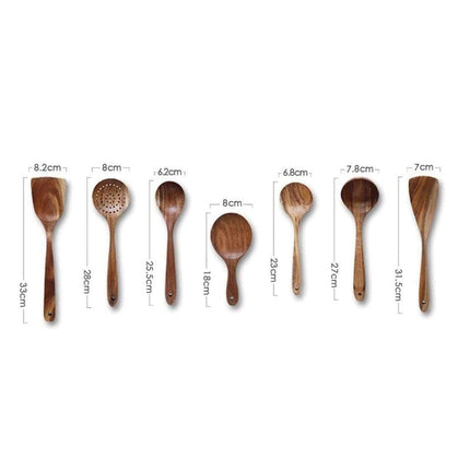 Teak Wooden Cooking Utensil Set | Scratch Resistant | Heat Resistant | Durable Wood | Non-Stick Friendly | Kitchen Declutter Solution | Healthier Kitchen Choice