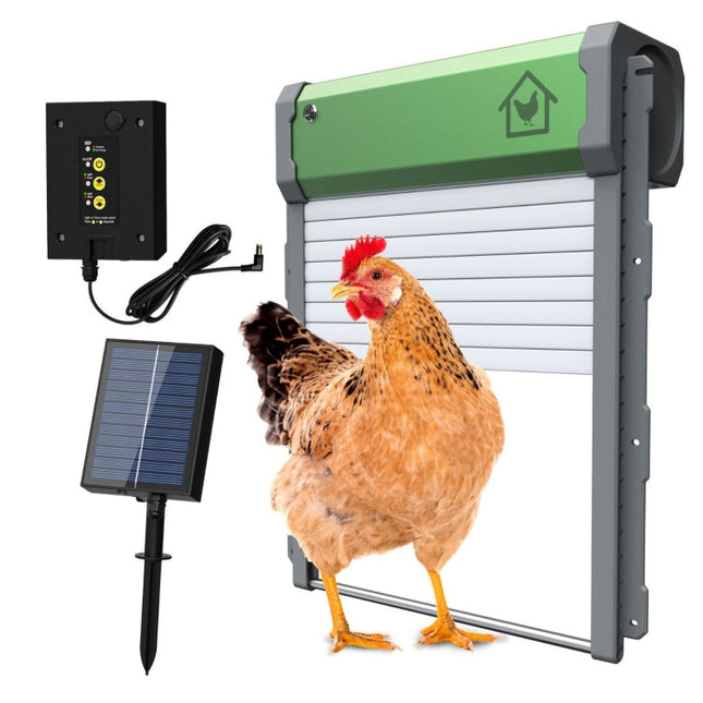 Automatic Chicken Coop Door | 4 Modes | Remote | Timer | Light Sensor | Manual | Smart Anti-Pinch | Waterproof IP67 | Powered by USB | Eco-Friendly Lithium Battery | 9.4 x 10.8 in | ABS Material