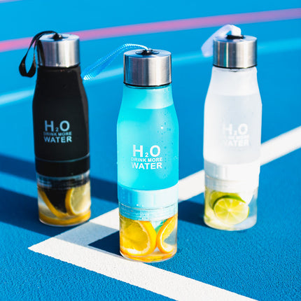 Portable Leak-Proof Frosted Plastic Water Infuser Bottle | 650ml Capacity | Easy Clean | Perfect for Fruit Infusions