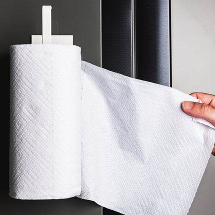 Wall-Mounted Iron Towel Holder | Space-Saving Kitchen & Bathroom Storage | Durable Adhesive Installation | Black or White | 22x7x6cm | Versatile Use for Towels, Bags & More