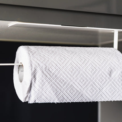 Wall-Mounted Iron Towel Holder | Space-Saving Kitchen & Bathroom Storage | Durable Adhesive Installation | Black or White | 22x7x6cm | Versatile Use for Towels, Bags & More