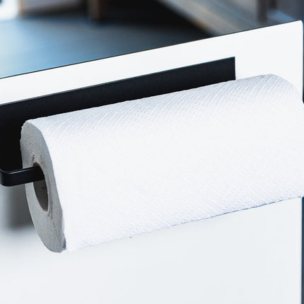 Wall-Mounted Iron Towel Holder | Space-Saving Kitchen & Bathroom Storage | Durable Adhesive Installation | Black or White | 22x7x6cm | Versatile Use for Towels, Bags & More