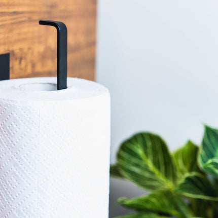 Wall-Mounted Iron Towel Holder | Space-Saving Kitchen & Bathroom Storage | Durable Adhesive Installation | Black or White | 22x7x6cm | Versatile Use for Towels, Bags & More