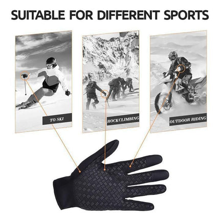 Neoprene Insulated | Windproof & Waterproof | Touchscreen Compatible Gloves | Fleece Lining | Non-Slip Grip | Unisex Warmth for Winter Sports | Cycling | Running | Driving | Black S-XL