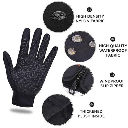 Neoprene Insulated | Windproof & Waterproof | Touchscreen Compatible Gloves | Fleece Lining | Non-Slip Grip | Unisex Warmth for Winter Sports | Cycling | Running | Driving | Black S-XL