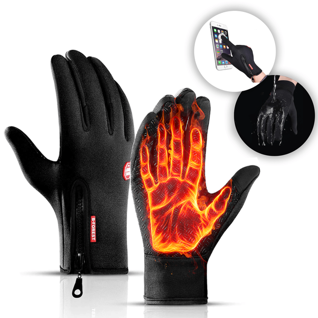 Neoprene Insulated | Windproof & Waterproof | Touchscreen Compatible Gloves | Fleece Lining | Non-Slip Grip | Unisex Warmth for Winter Sports | Cycling | Running | Driving | Black S-XL