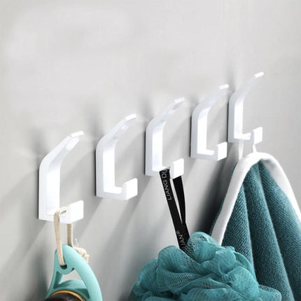 Saxton Adhesive Wall Hooks | Modern Aluminum Design | No-Drill Installation | Durable with 22lbs Load Capacity | Ideal for Living Spaces | Available in Black or White | Single, 3, or 5 Piece Sets
