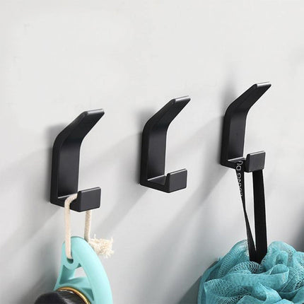 Saxton Adhesive Wall Hooks | Modern Aluminum Design | No-Drill Installation | Durable with 22lbs Load Capacity | Ideal for Living Spaces | Available in Black or White | Single, 3, or 5 Piece Sets