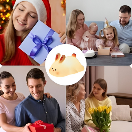 Silicone Bunny Night Light | Adjustable Brightness | Safe for Kids | Rechargeable Battery | Portable Design | Home Decor | Stress Relief | Warm Ambient Glow | Child-Safe BPA-Free Material | 3 Light Modes
