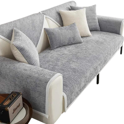 SofaSkins™ | Ultra-Soft Chenille Scratch-Resistant Couch Cover | Universal Fit Protective Shield | Stylish Striped Design for Pet Owners | Comfort & Durability