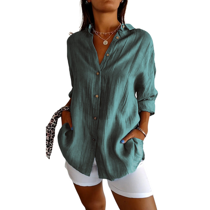Women's Pleated Longsleeve Blouse | Versatile Fit S-5XL | Elegant Textured Design | Timeless and Comfortable | Perfect for Day to Evening Wear