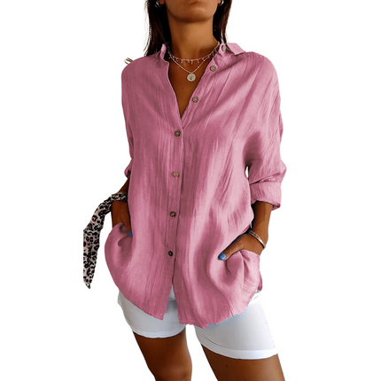 Women's Pleated Longsleeve Blouse | Versatile Fit S-5XL | Elegant Textured Design | Timeless and Comfortable | Perfect for Day to Evening Wear