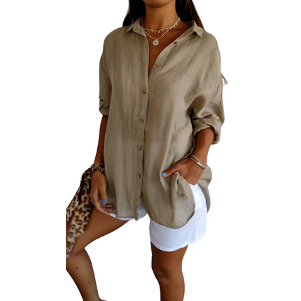 Women's Pleated Longsleeve Blouse | Versatile Fit S-5XL | Elegant Textured Design | Timeless and Comfortable | Perfect for Day to Evening Wear