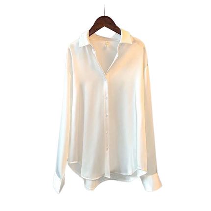 Women's Satin Shirt | Button-Up | Long Sleeves | Relaxed Fit | Versatile Fashion | Available XS-2XL | Elegant Colors Green, Champagne, White, Black | Perfect for Office, Casual & Formal Wear | Timeless Style