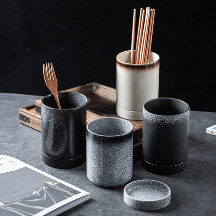Ceramic Base Japanese-Style Utensil Holder | Kitchen Countertop Organizer | Elegant Storage for Cooking Utensils | Space-Saving Decorative Solution | Ideal for Culinary Enthusiasts